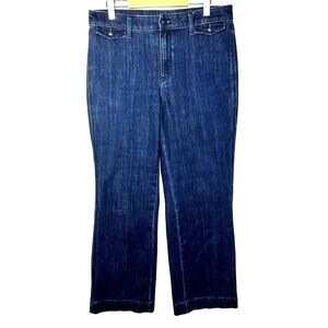 Talbots Women Jeans Boot Cut Trouser Pants Dark Wash Stretch Denim Blue Size 10
